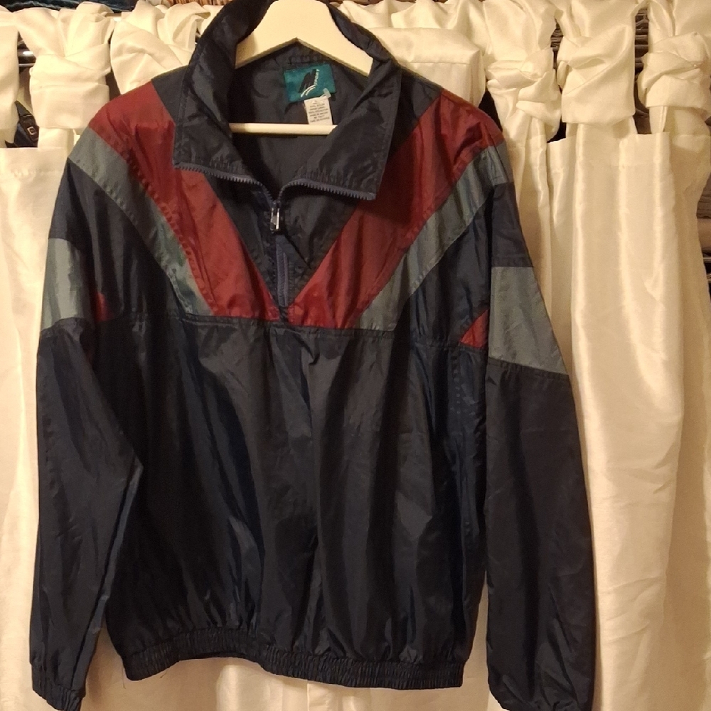 MV Sport Navy Nylon Windbreaker Jacket Lg